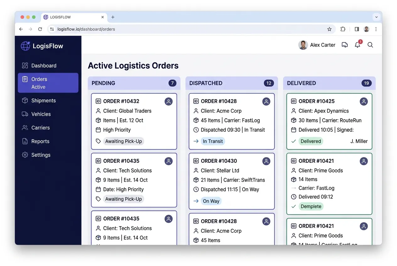 Operations Admin Dashboard screen 1